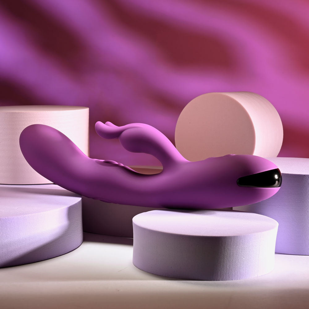 Playboy Pleasure Busy Bunny Purple 22.6 Cm Usb Rechargeable Rabbit Vibrator With Tapping Shaft