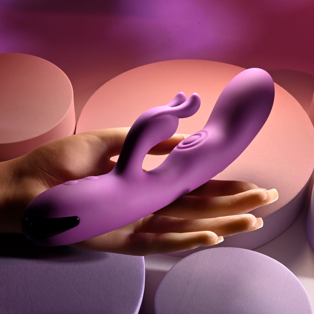 Playboy Pleasure Busy Bunny Purple 22.6 Cm Usb Rechargeable Rabbit Vibrator With Tapping Shaft