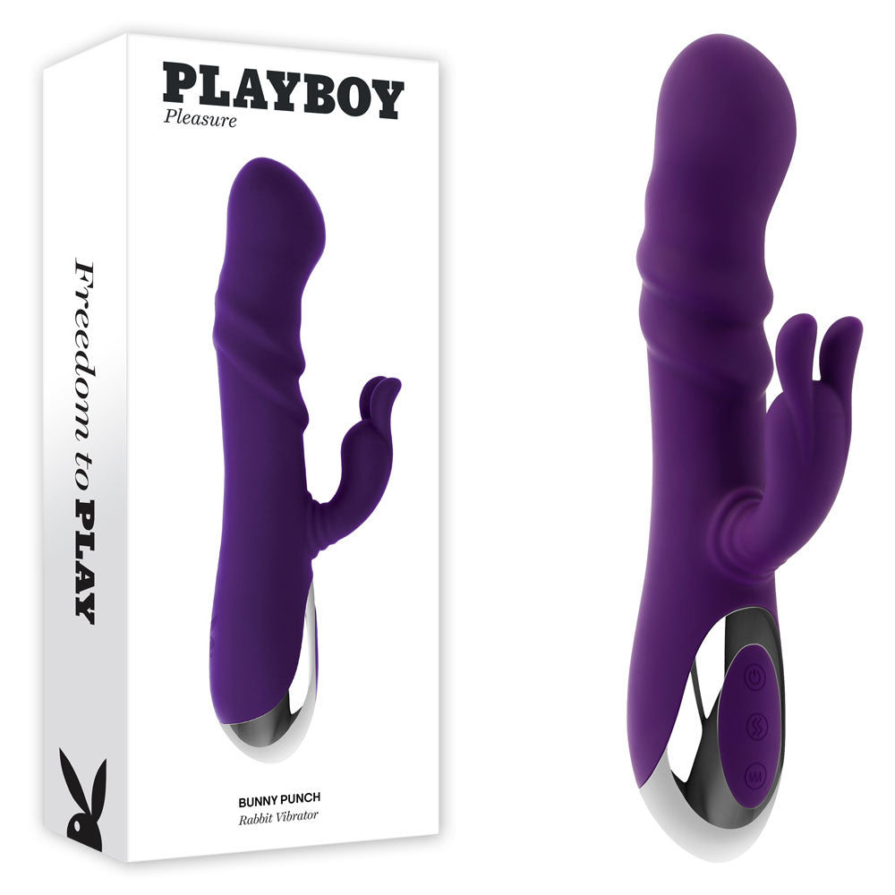 Playboy Pleasure Bunny Punch Purple 24.4 Cm Usb Rechargeable Twirling Rabbit Vibrator