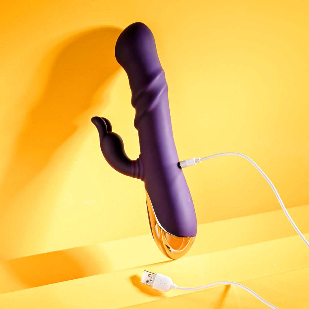 Playboy Pleasure Bunny Punch Purple 24.4 Cm Usb Rechargeable Twirling Rabbit Vibrator