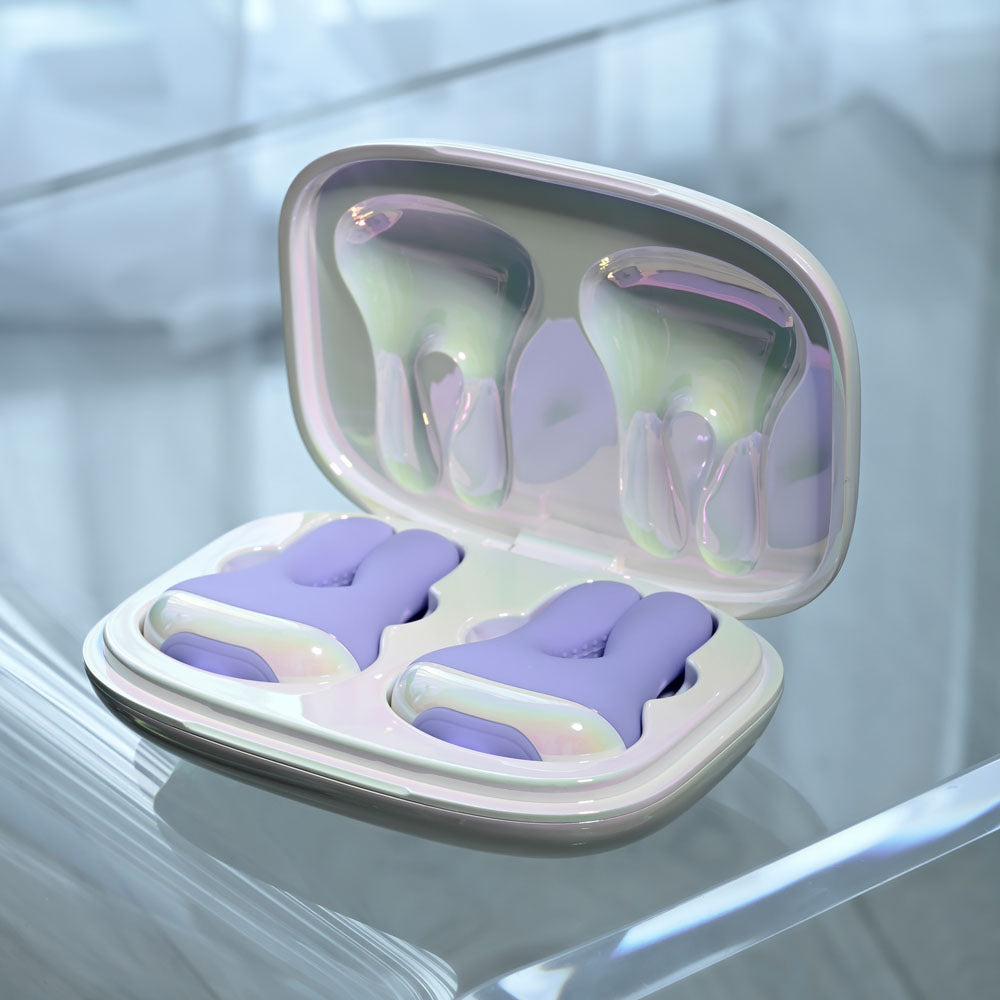 Playboy Pleasure In A Pinch Purple Rechargeable Vibrating Nipple Clamps With Charging Carry Case