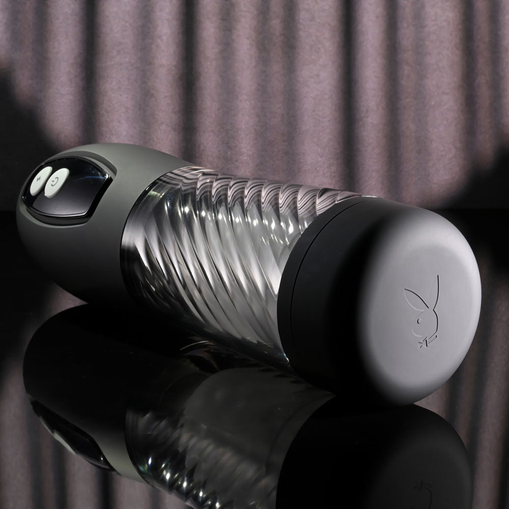Playboy Pleasure Whirlwind Clear Usb Rechargeable Thrusting And Spinning Auto Stroker