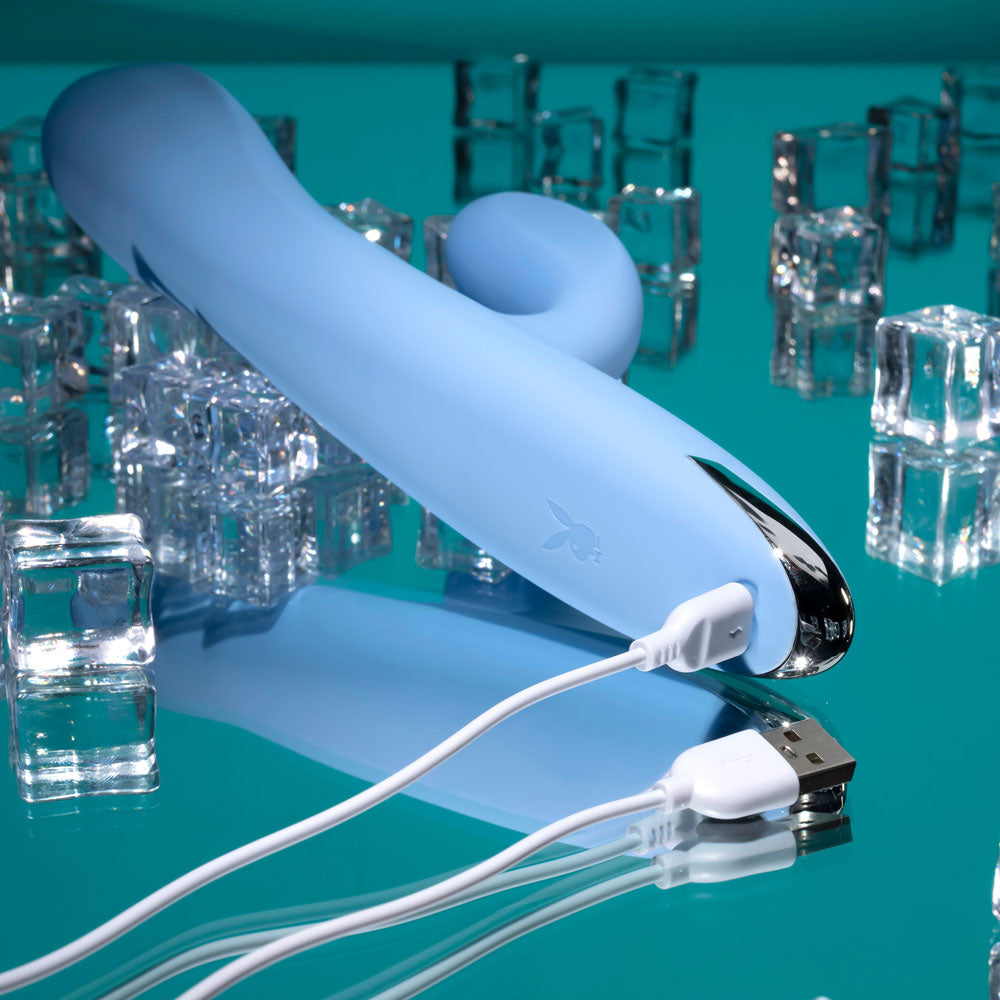 Playboy Pleasure Up And Away Blue 26.7 Cm Usb Rechargeable Rabbit Vibrator
