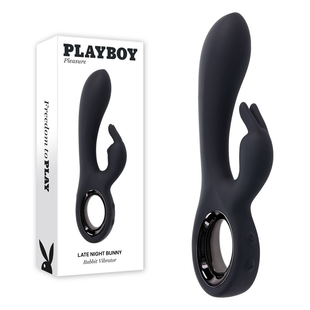 Playboy Pleasure Late Night Bunny Black 20 Cm Usb Rechargeable Rabbit Vibrator