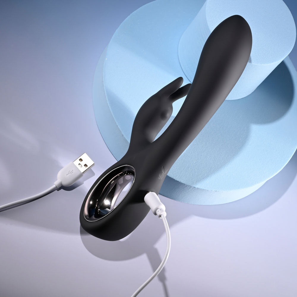 Playboy Pleasure Late Night Bunny Black 20 Cm Usb Rechargeable Rabbit Vibrator