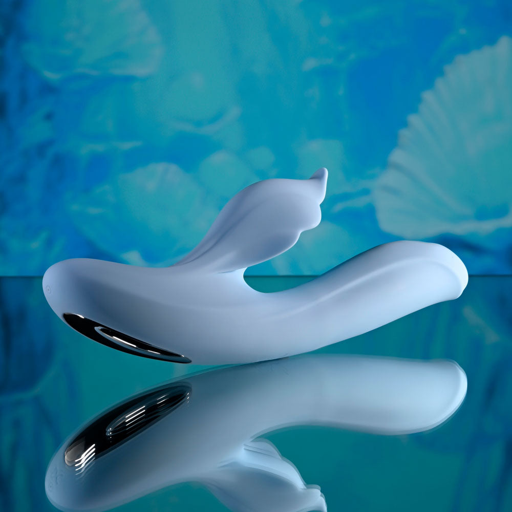 Playboy Pleasure In Bloom Blue 23.5 Cm Usb Rechargeable Thrusting Tapping & Heating Dual Vibrator