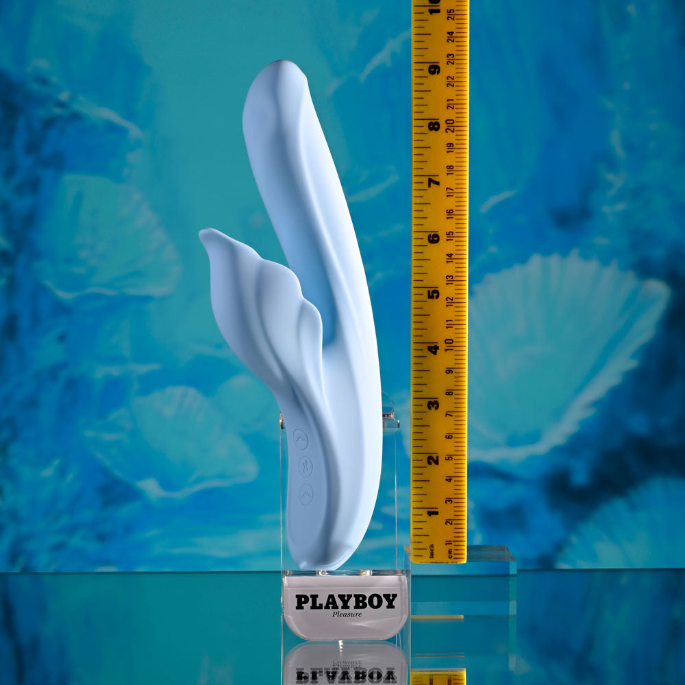 Playboy Pleasure In Bloom Blue 23.5 Cm Usb Rechargeable Thrusting Tapping & Heating Dual Vibrator