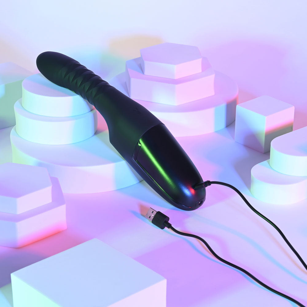 Playboy Pleasure Overdrive Black 28.2 Cm Usb Rechargeable Thrusting Vibrator