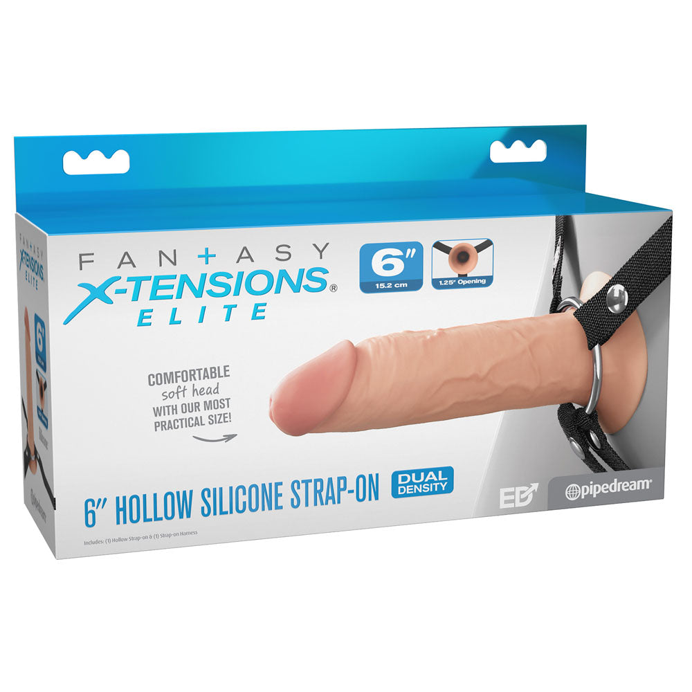 Fx Elite 6'' Silicone Hollow Strap On Flesh Flesh 15.2 Cm Hollow Strap On