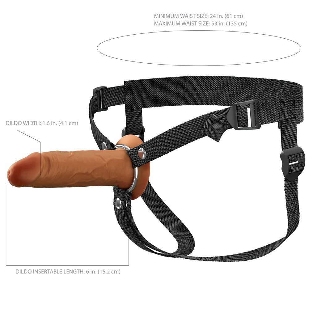 Fx Elite 6'' Silicone Hollow Strap On Tan Tan 15.2 Cm Hollow Strap On