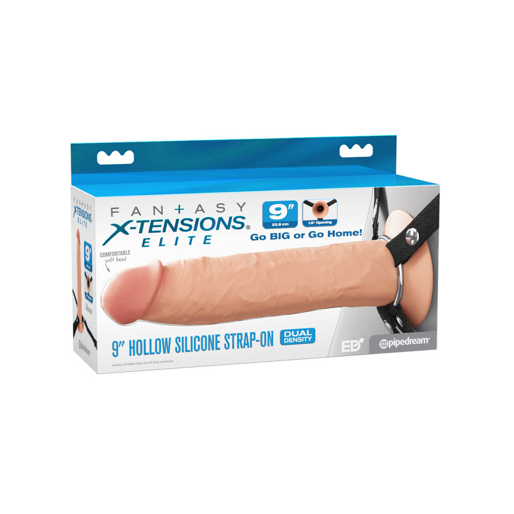 Fantasy X Tensions Elite 9'' Silicone Hollow Strap On Flesh Flesh 22.9 Cm Hollow Strap On