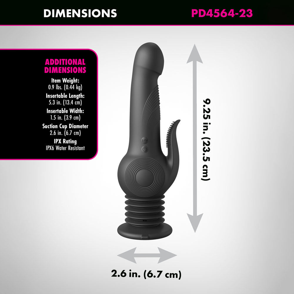 Fetish Fantasy Series Pogo Thruster Black Usb Rechargeable 23.5 Cm Gyrating Rabbit Vibrator