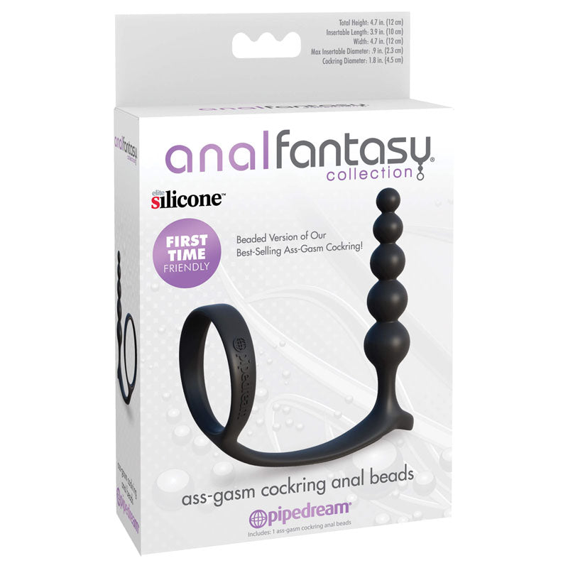 Anal Fantasy Collection Ass Gasm Cockring Anal Beads Black Cock Ring With Anal Plug