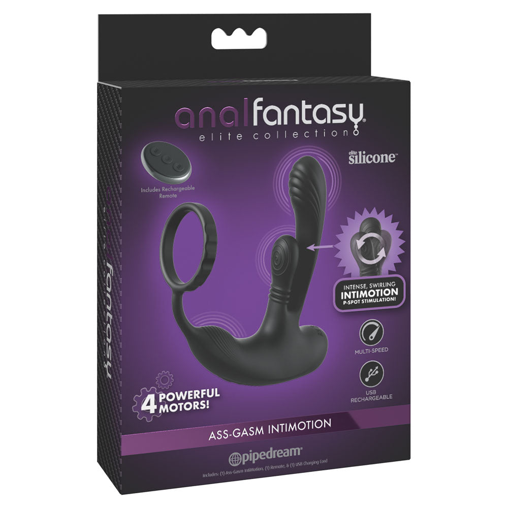 Anal Fantasy Elite Ass Gasm Inti Motion Black Usb Rechargeable Quad Motor Prostate Massager With Remote