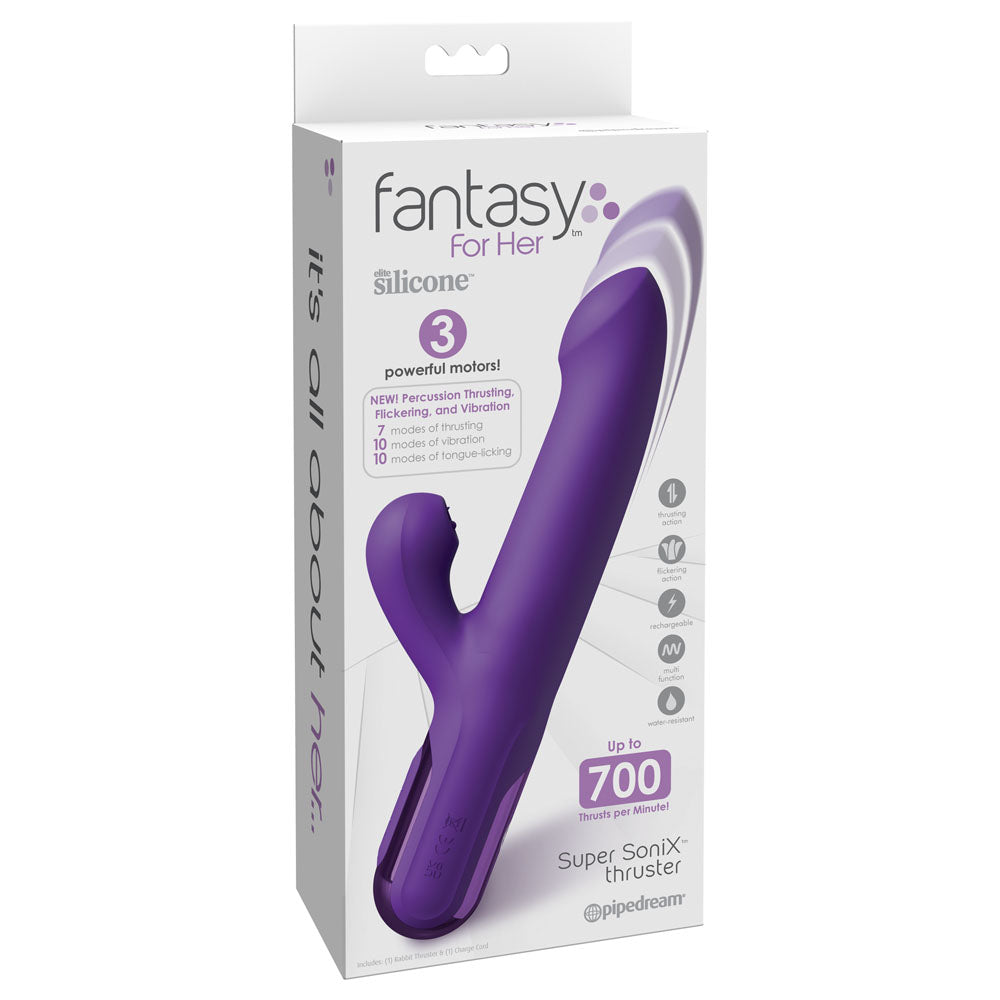 Fantasy For Her Super Soni X Thruster Purple Usb Rechargeable Thrusting Rabbit Vibrator