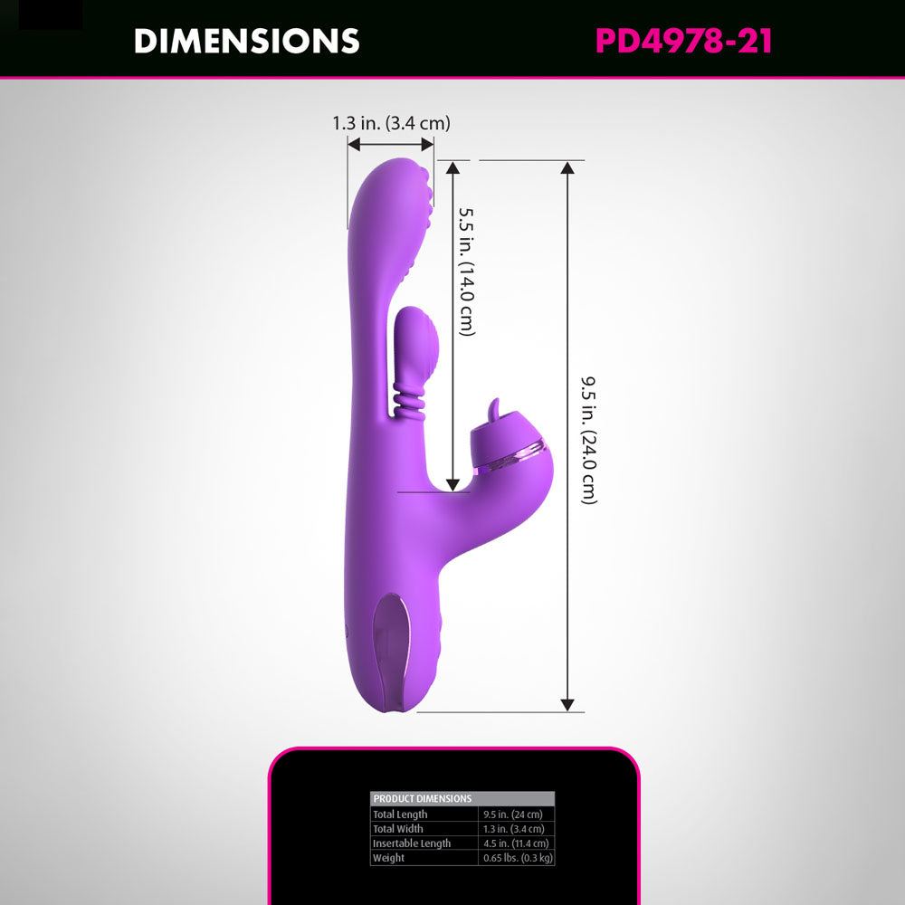 Fantasy For Her Inti Motion Pulse Pro Purple 24 Cm Usb Rechargeable Swirling & Flicking Rabbit Vibrator