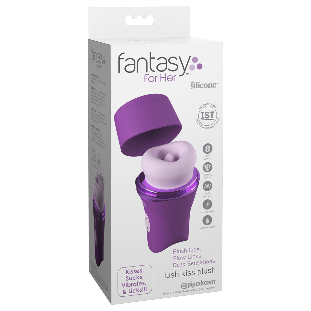 Fantasy For Her Lush Kiss Plush Purple Purple Usb Rechargeable Licking & Sucking Stimulator