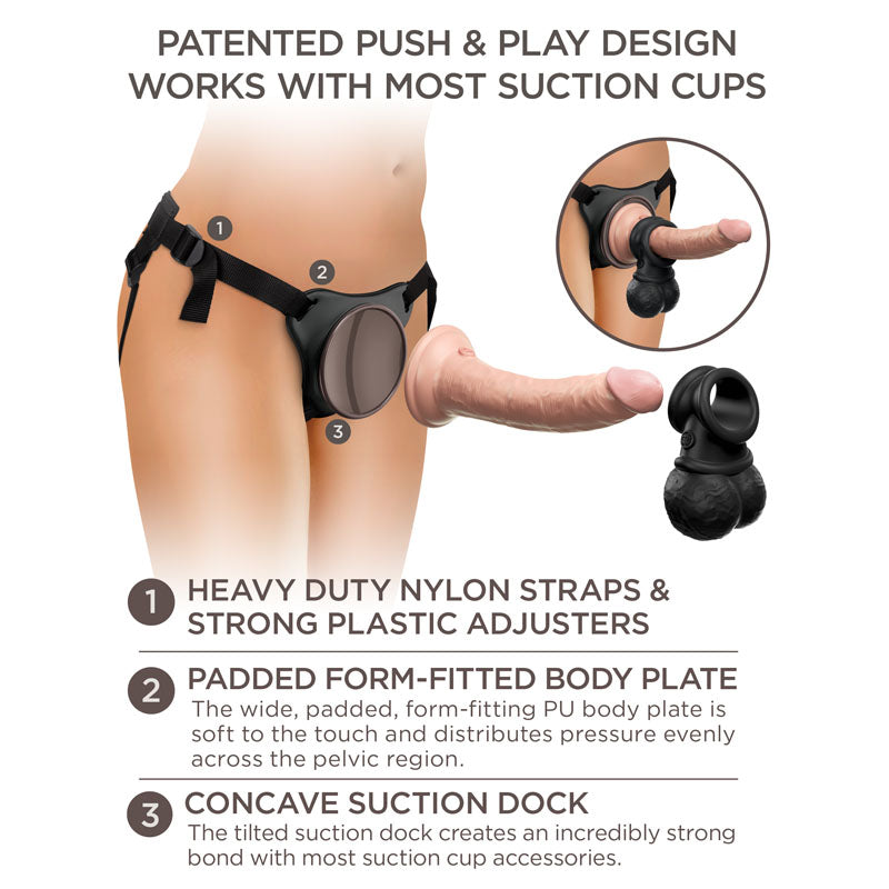 King Cock Elite Ultimate Vibrating Silicone Body Dock Kit Body Dock Strap On Harness With 17.8 Cm Vibrating Dong & Vibrating Balls