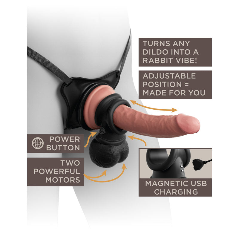 King Cock Elite Ultimate Vibrating Silicone Body Dock Kit Body Dock Strap On Harness With 17.8 Cm Vibrating Dong & Vibrating Balls