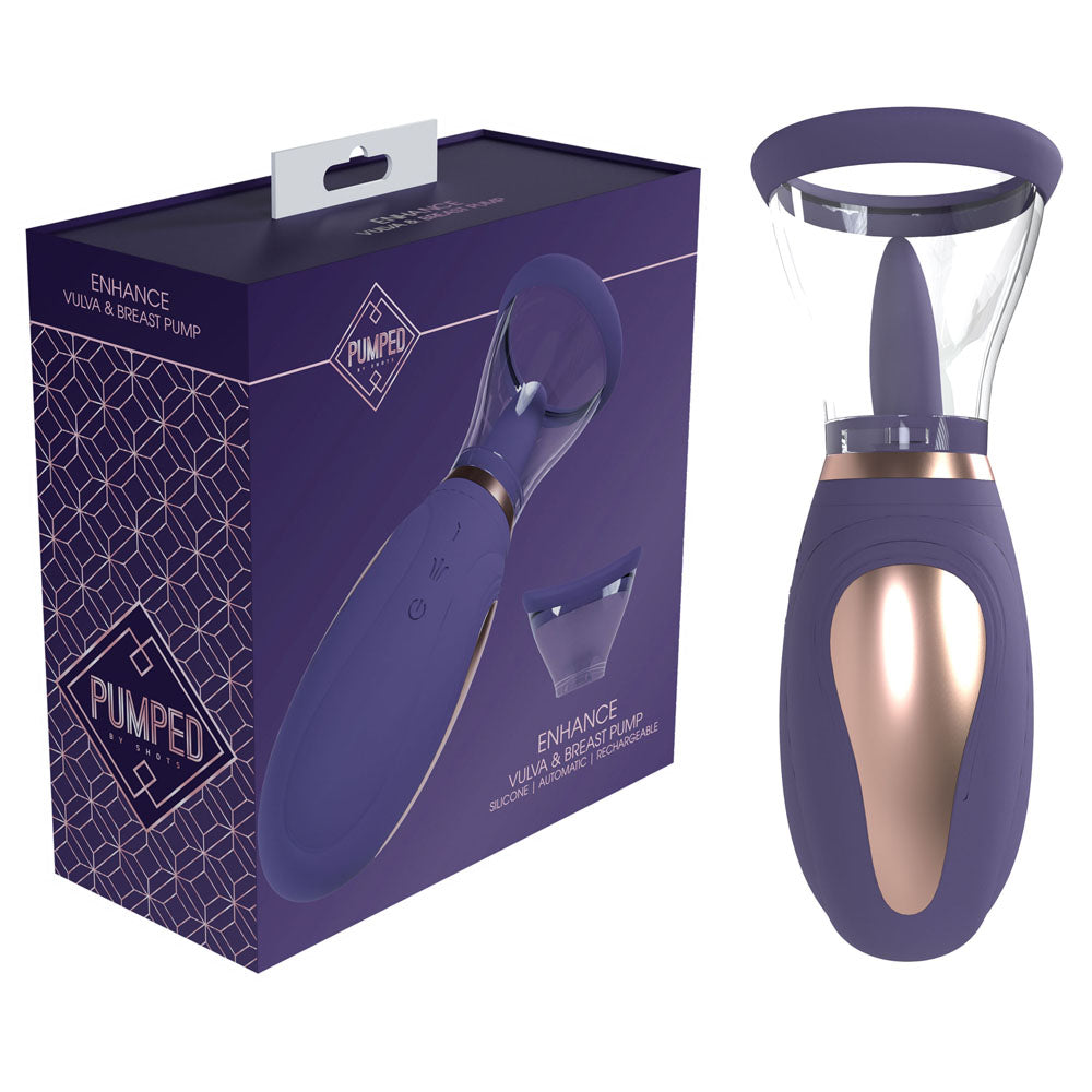 Pumped Enhance Auto Vulva & Brest Pump Purple Purple Usb Rechargeable Ladies Pump