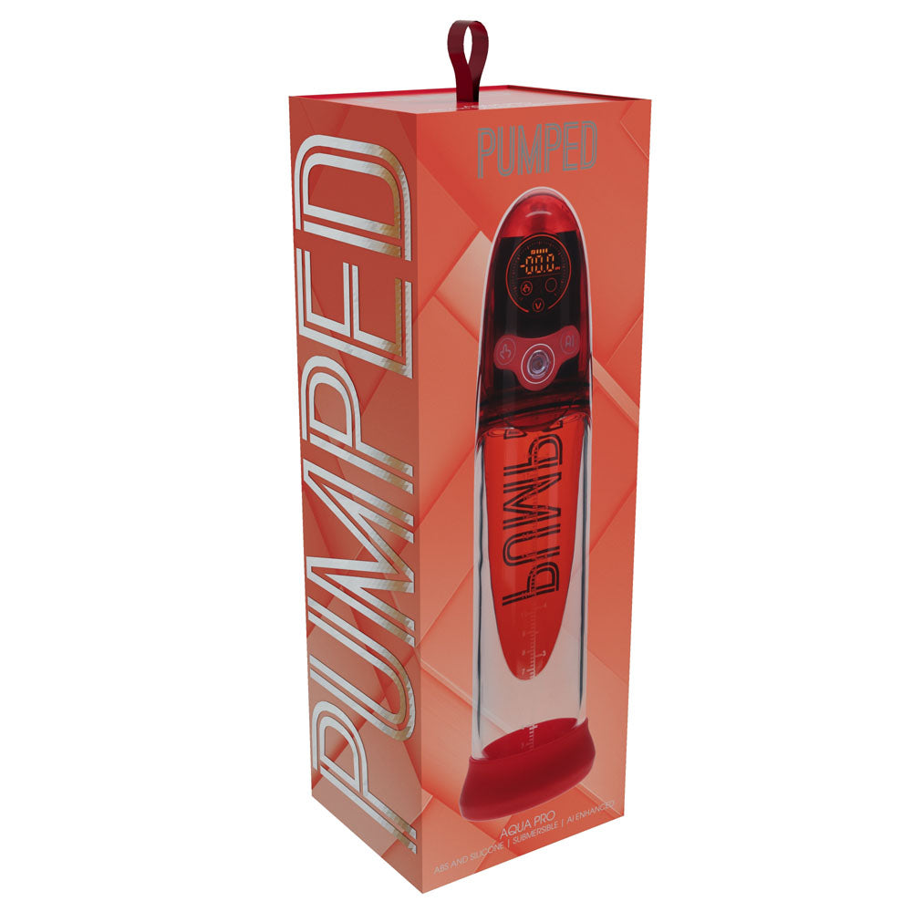 Pumped Aqua Pro Auto Pump Red Red/Clear Usb Rechargeable Ai Enabled Submersible Auto Penis Pump