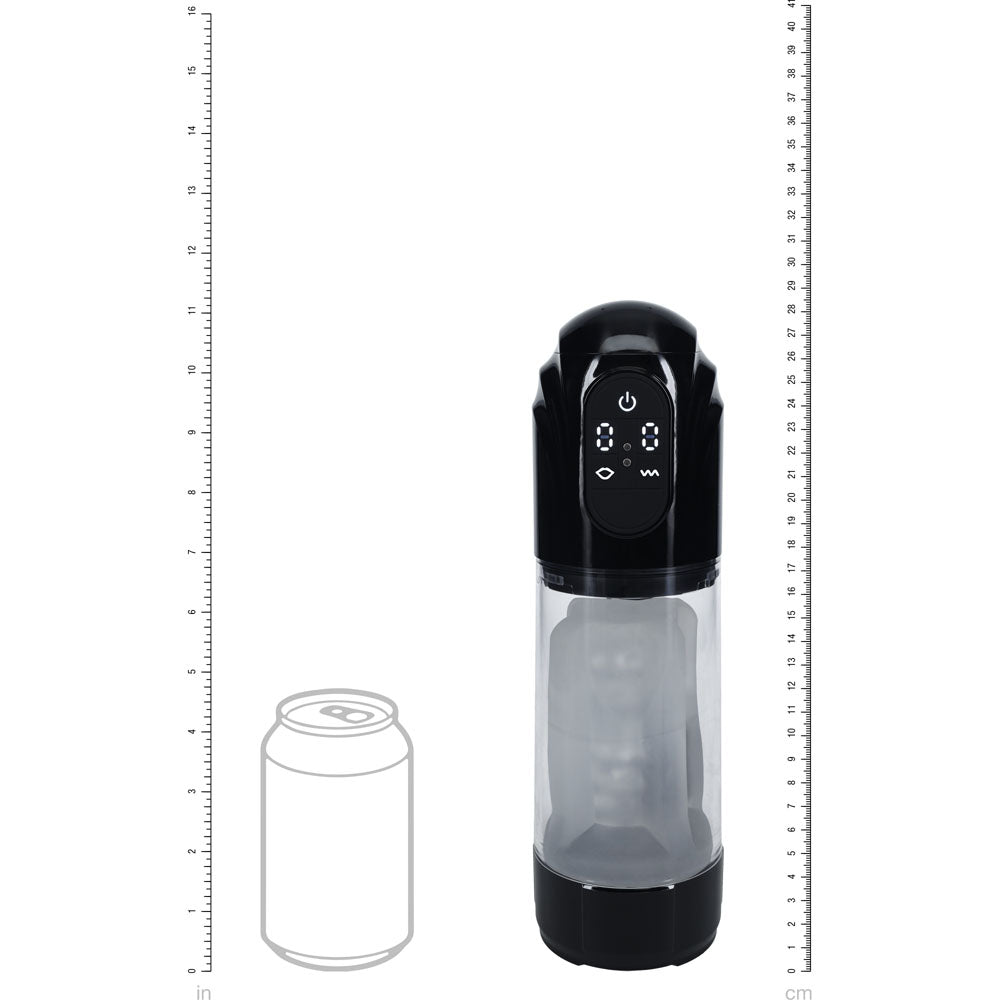 Pumped Techno Thrust Auto Masturbator Black/Clear Usb Rechargeable Auto Maturbator
