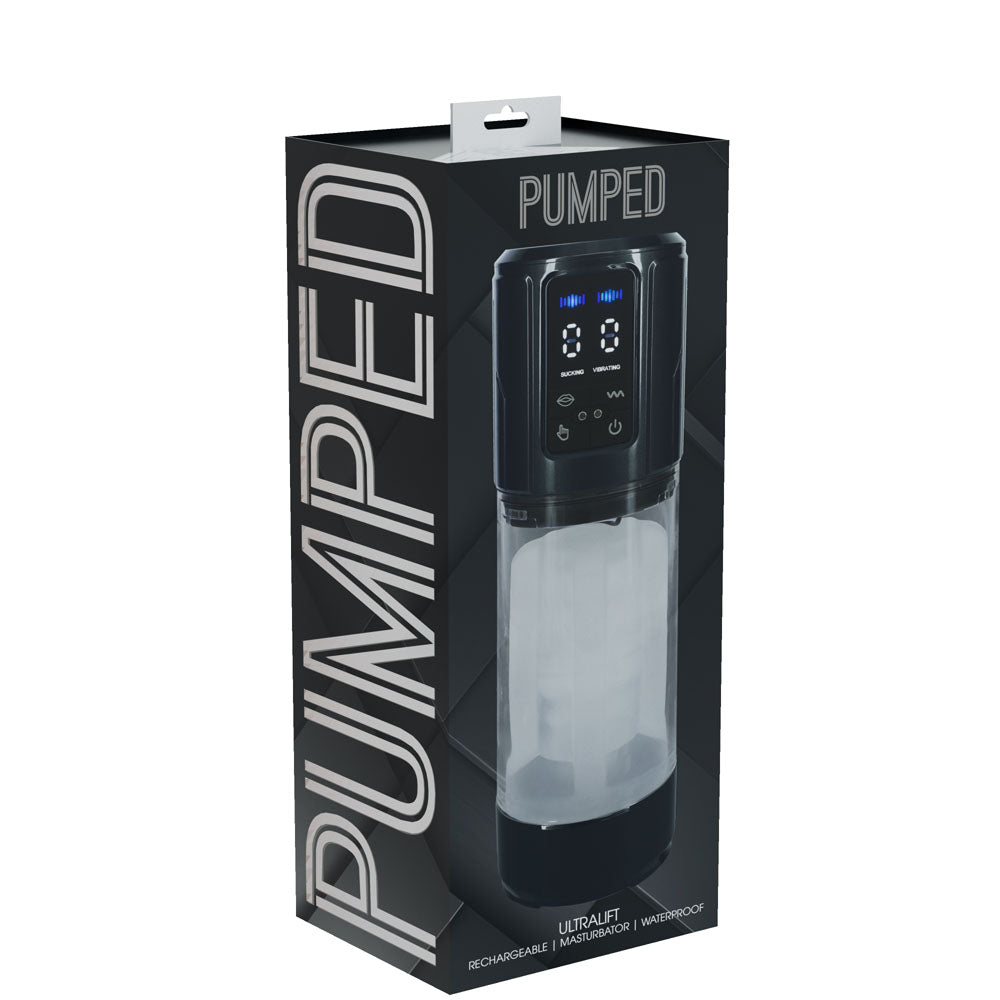 Pumped Ultra Lift Automatic Masturbator Gunmetal Grey/Clear Usb Rechargeable Auto Masturbator