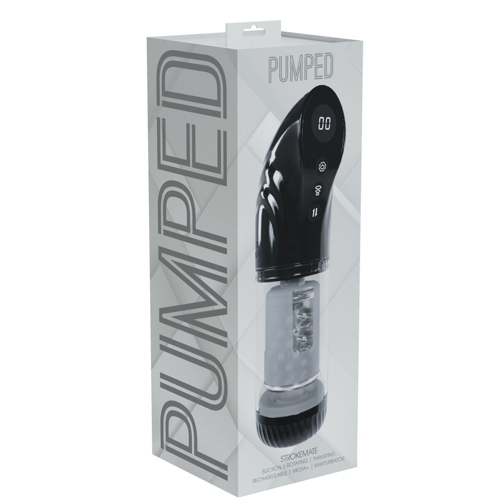 Pumped Strokemate Black/Clear Usb Rechargeable Sucking Rotating And Thrusting Auto Masturbator