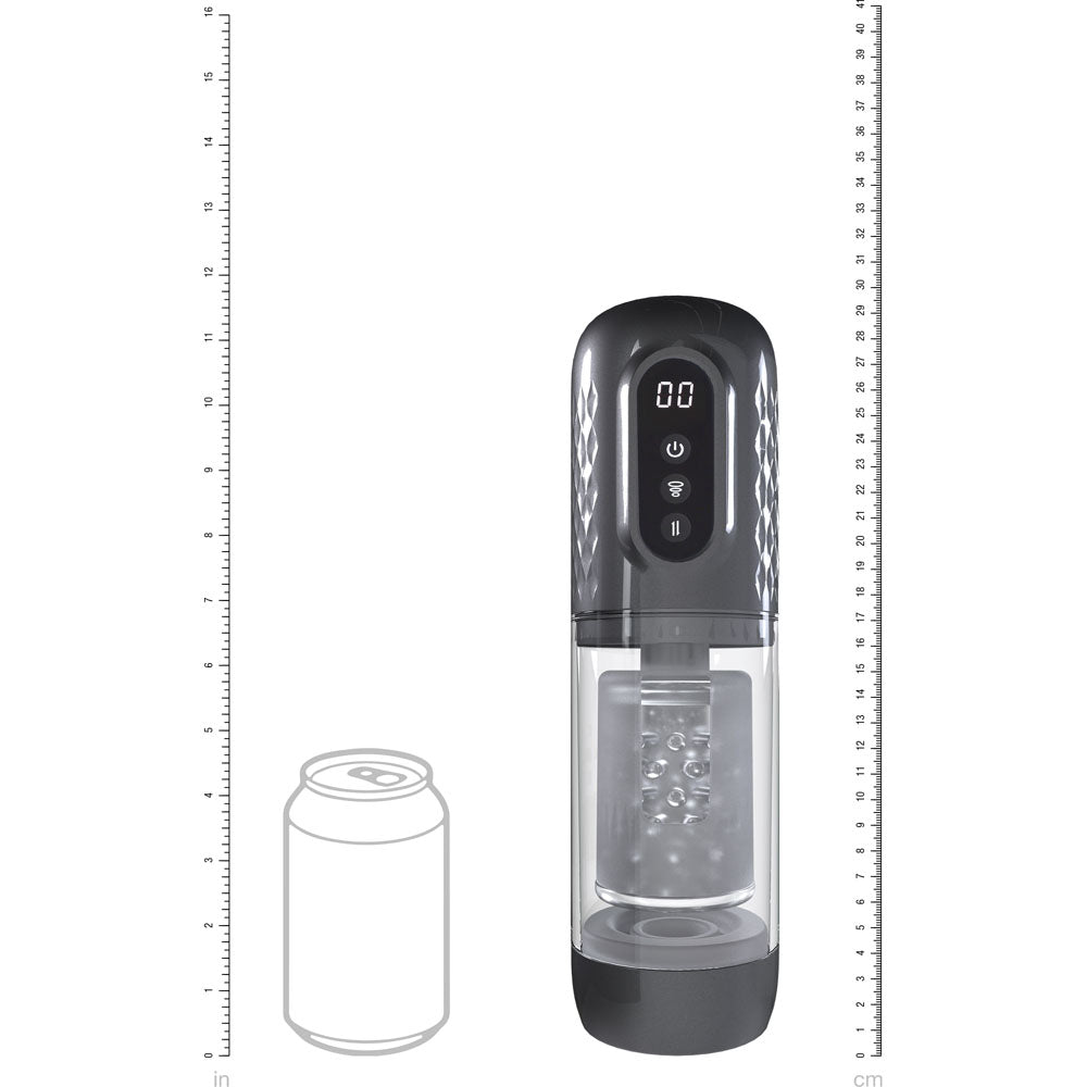 Pumped Vortex Gunmetal Gunmetal Grey/Clear Usb Rechargeable Sucking Rotating And Thrusting Auto Masturbator