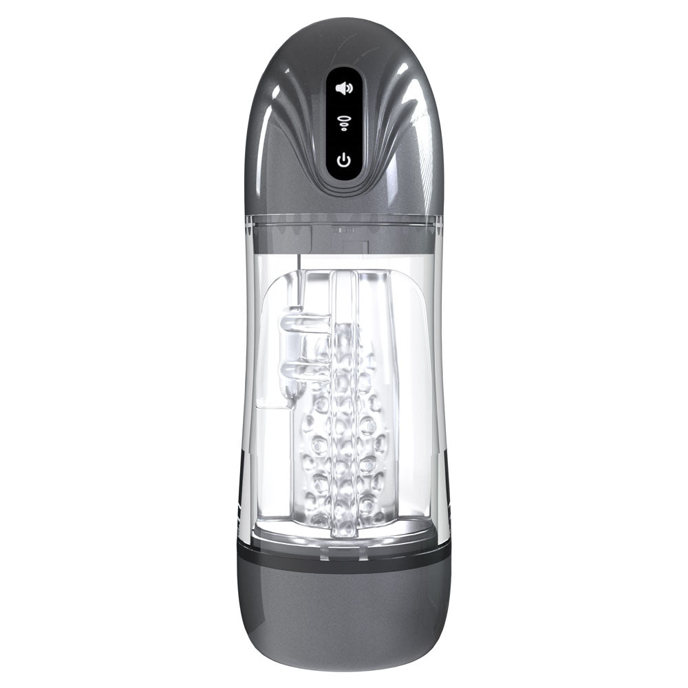 Pumped Sonic Pull Gunmetal Gunmetal Grey/Clear Usb Rechargeable Sucking And Vibrating Auto Masturbator