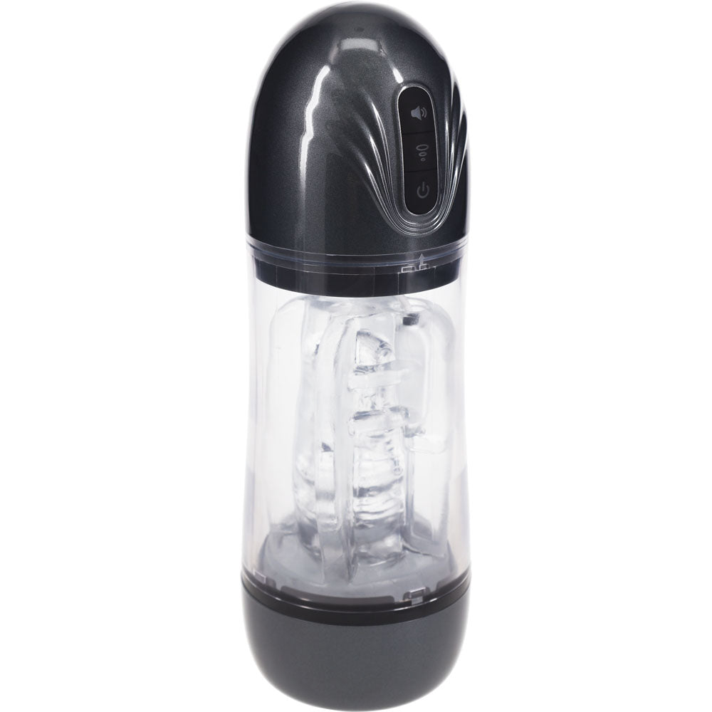 Pumped Sonic Pull Gunmetal Gunmetal Grey/Clear Usb Rechargeable Sucking And Vibrating Auto Masturbator