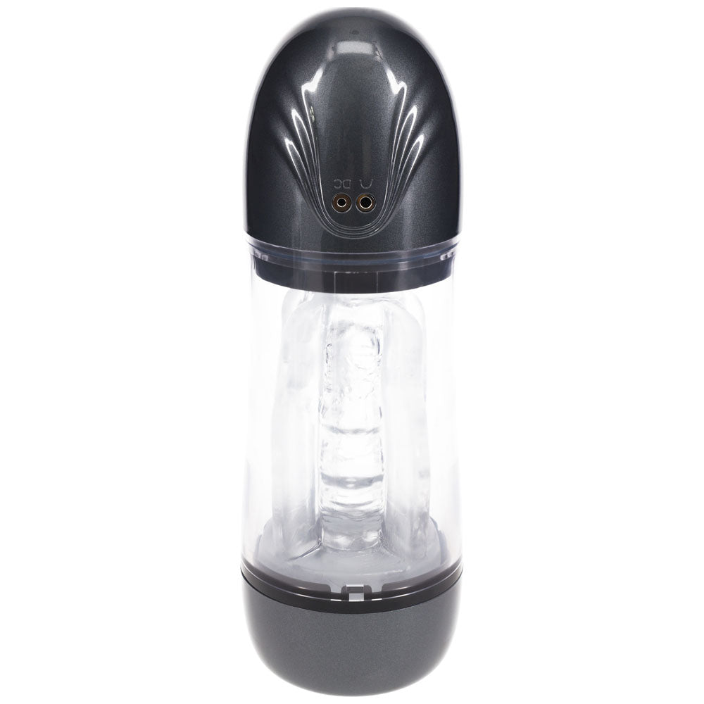 Pumped Sonic Pull Gunmetal Gunmetal Grey/Clear Usb Rechargeable Sucking And Vibrating Auto Masturbator