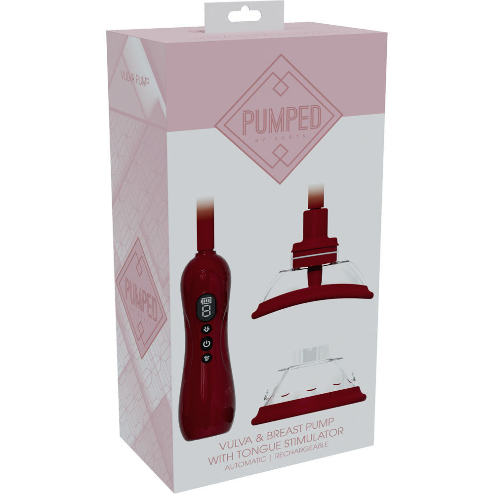 Pumped Vulva & Breast Pump With Tongue Stimulator Red Red Usb Rechargeable Ladies Pump Set