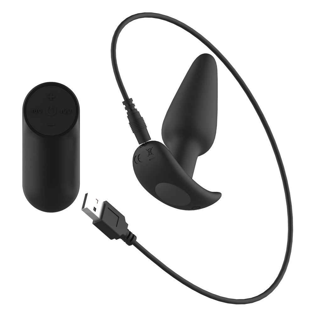 Passion Play Silicone Vibrating Butt Plug With Remote Black 10.4 Cm Usb Rechargeable Vibrating Butt Plug With Wireless Remote