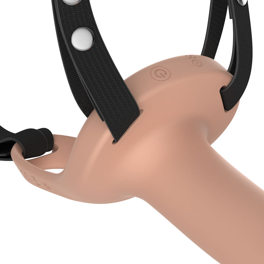 Passion Play Vibrating Smooth Hollow Strap On Flesh Flesh 15.5 Cm Usb Rechargeable Vibrating Hollow Strap On With Wireless Remote