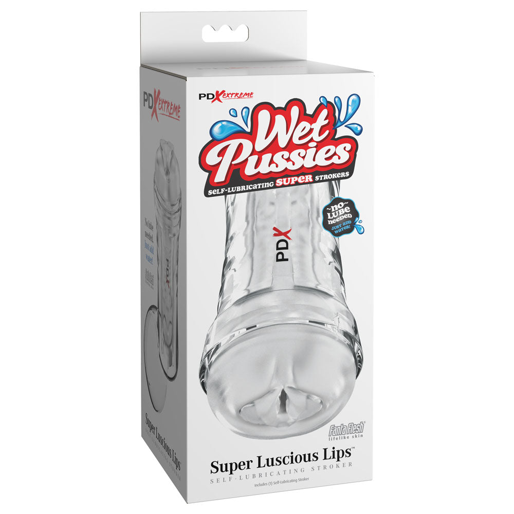 Pdx Extreme Wet Pussies Super Luscious Lips Clear Clear Self Lubricating Vagina Stroker