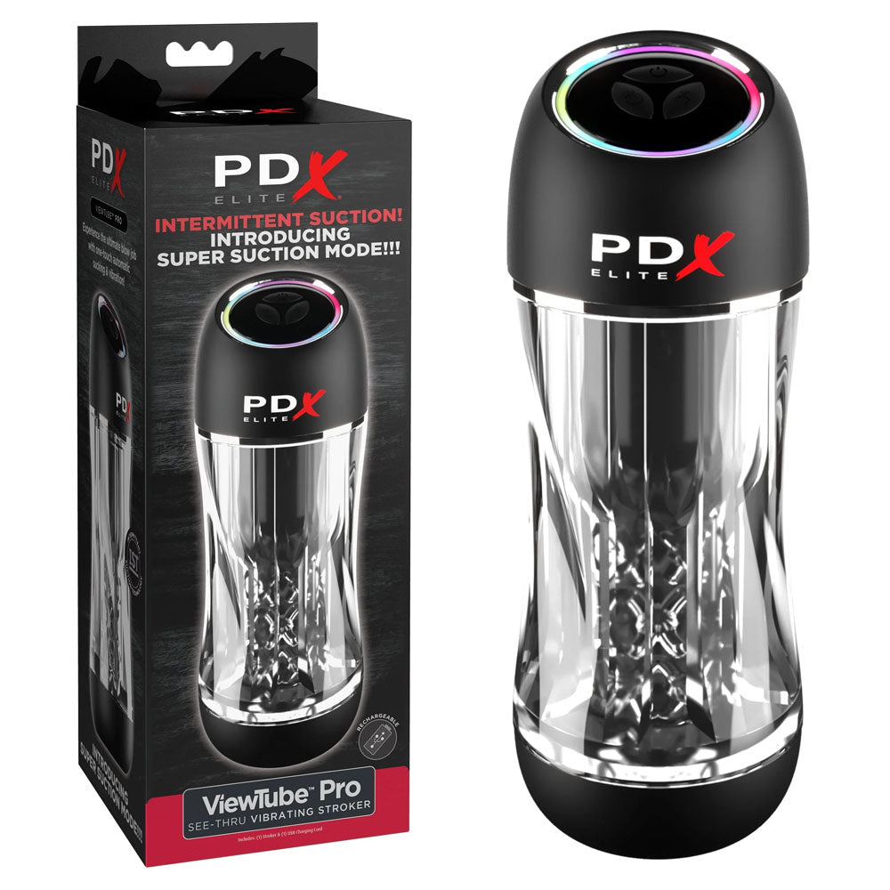 Pdx Elite View Tube Pro Clear Usb Rechargeable Auto Sucking Stroker