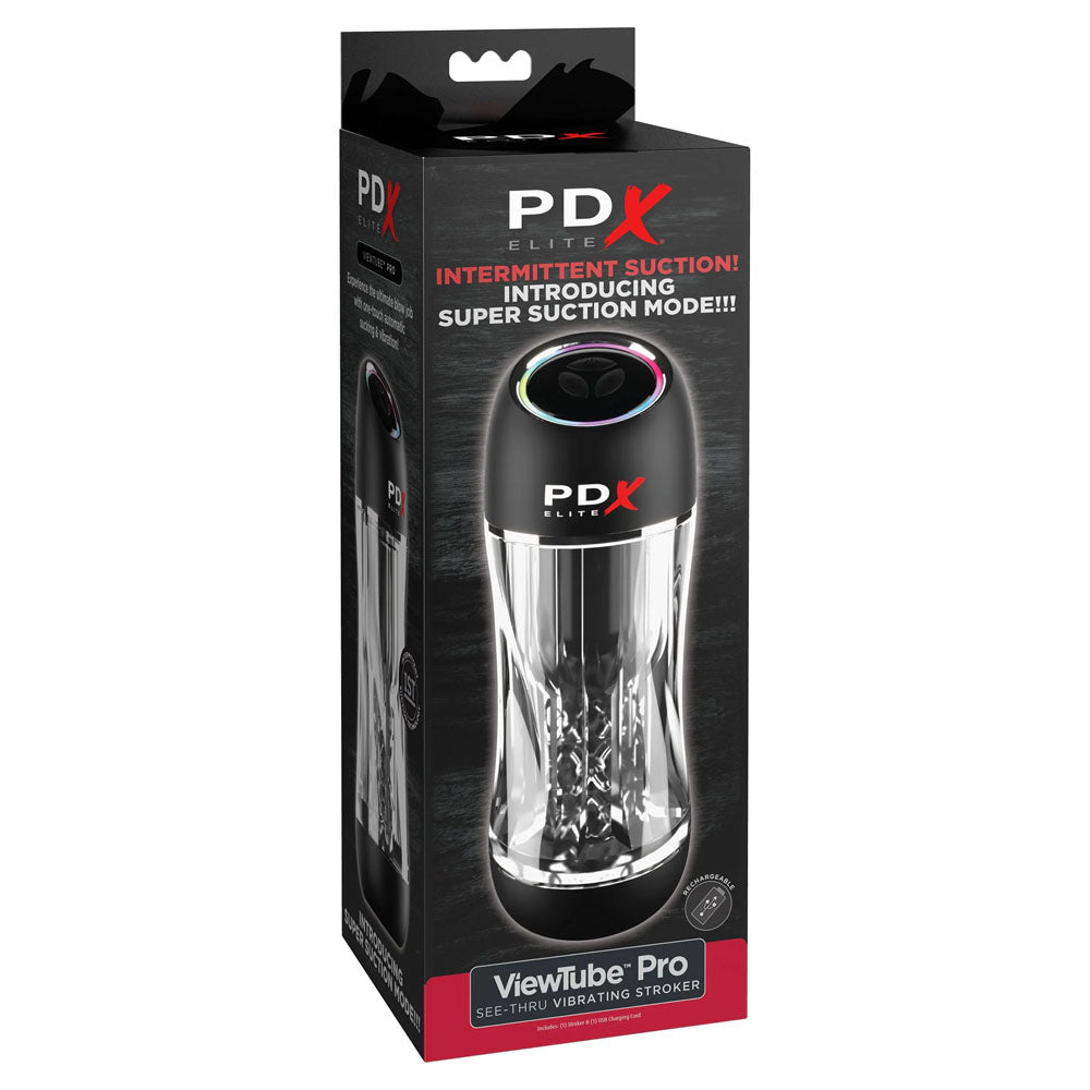 Pdx Elite View Tube Pro Clear Usb Rechargeable Auto Sucking Stroker
