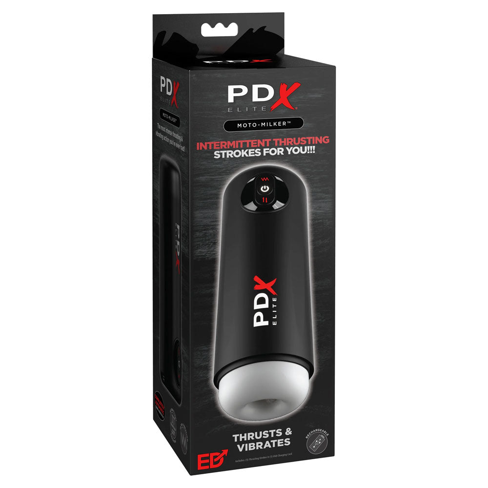 Pdx Elite Moto Milker Usb Rechargeable Thrusting & Vibrating Auto Stroker