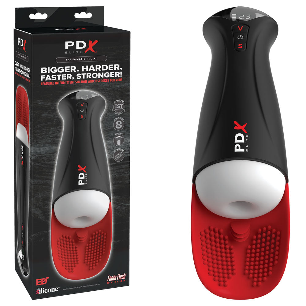 Pdx Elite Fap O Matic Pro Xl White/Red White Usb Rechargeable Auto Stroker