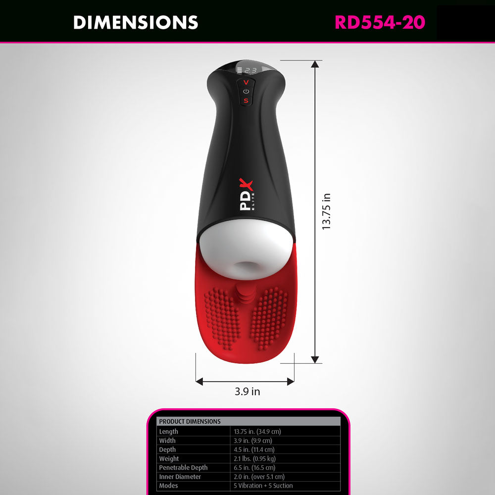 Pdx Elite Fap O Matic Pro Xl White/Red White Usb Rechargeable Auto Stroker