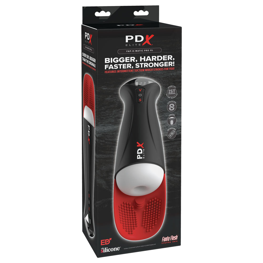 Pdx Elite Fap O Matic Pro Xl White/Red White Usb Rechargeable Auto Stroker