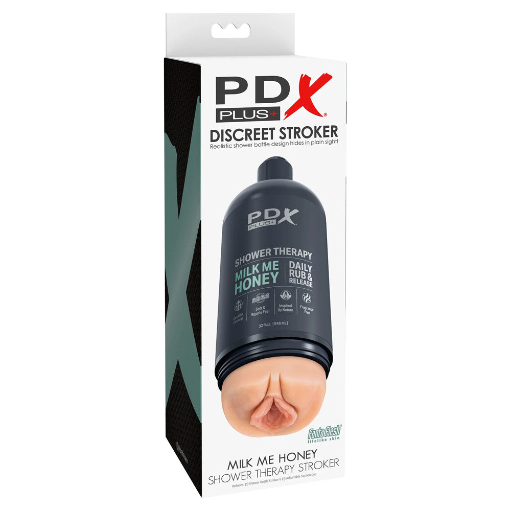 Pdx Plus Shower Therapy Milk Me Honey Flesh Flesh Discreet Vagina Stroker With Suction Base