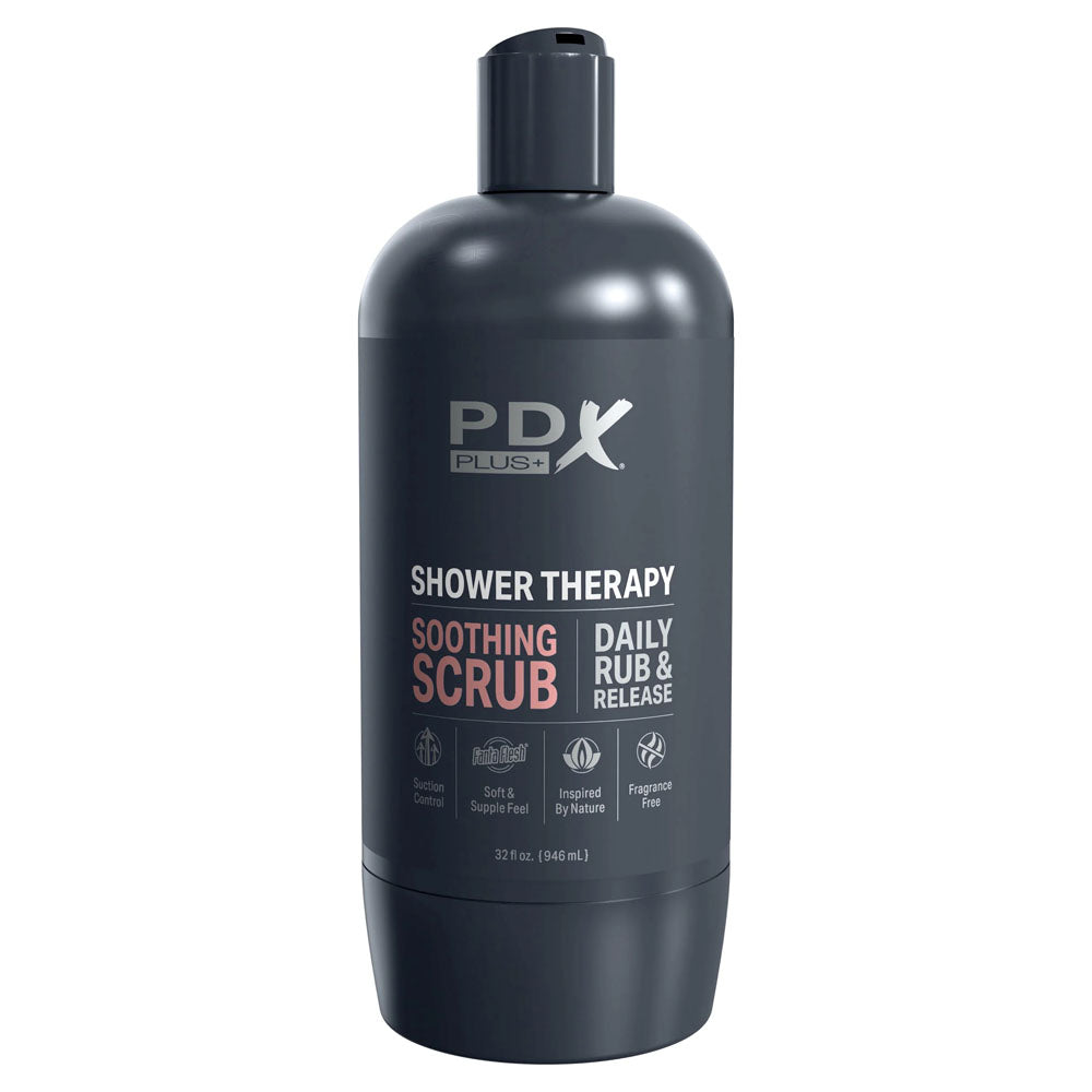 Pdx Plus Shower Therapy Soothing Scrub Tan Tan Discreet Vagina Stroker With Suction Base