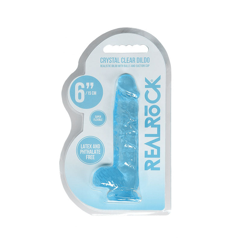 Realrock 6'' Realistic Dildo With Balls Blue 15.2 Cm Dong