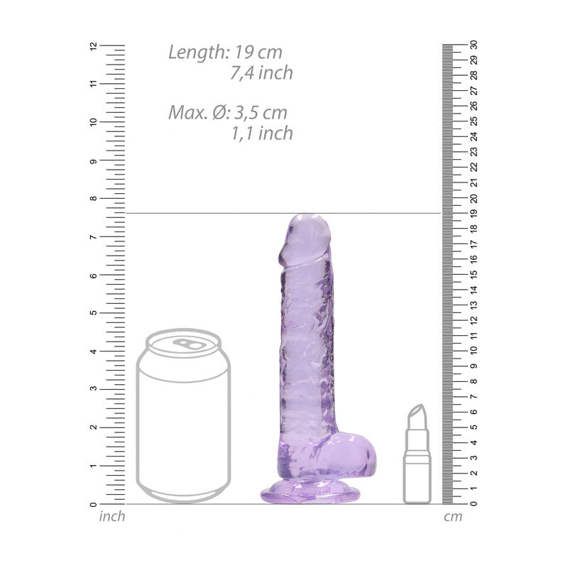 Realrock 7'' Realistic Dildo With Balls Purple 17.8 Cm Dong