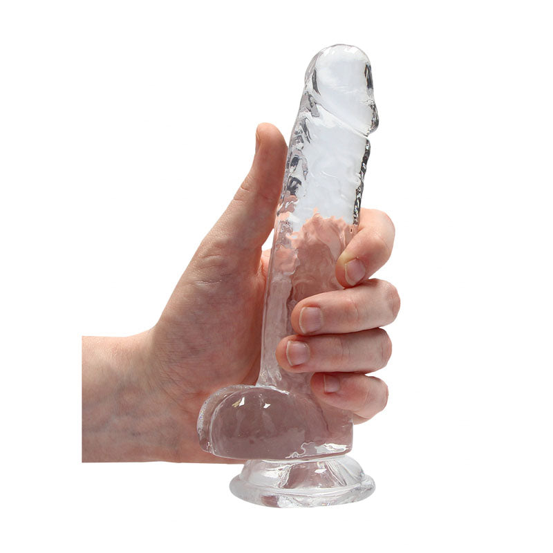 Realrock 7'' Realistic Dildo With Balls Clear 17.8 Cm Dong