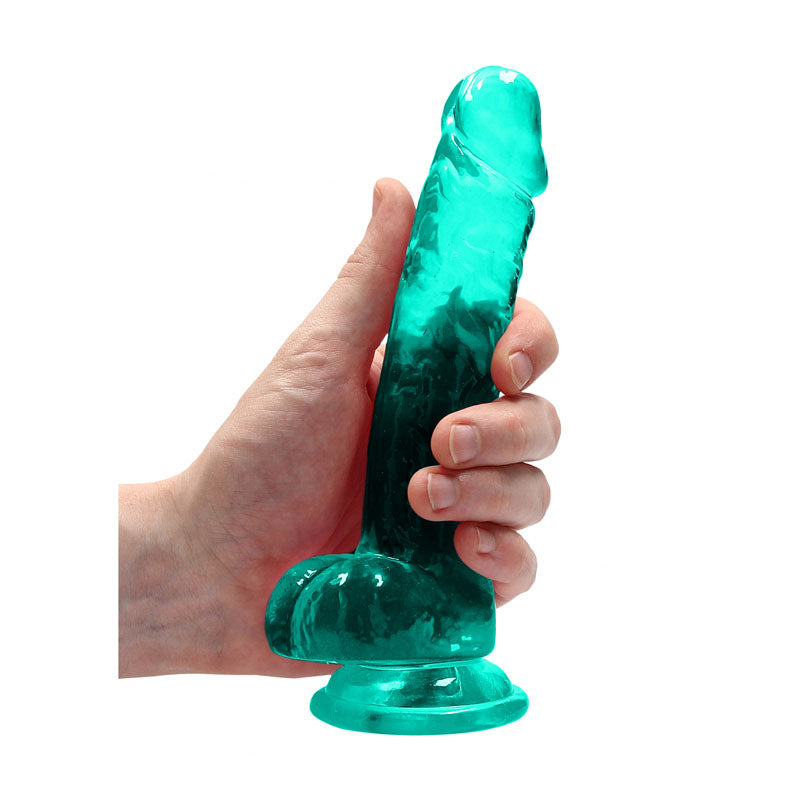 Realrock 7'' Realistic Dildo With Balls Turquoise 17.8 Cm Dong