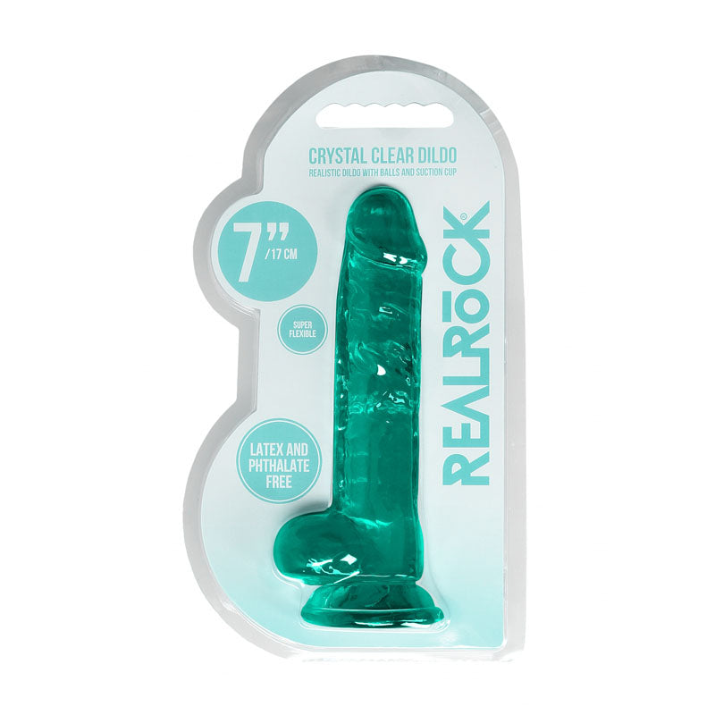 Realrock 7'' Realistic Dildo With Balls Turquoise 17.8 Cm Dong