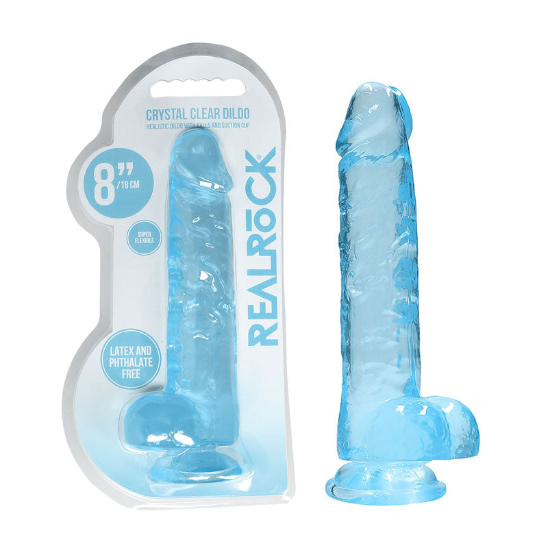 Realrock 8'' Realistic Dildo With Balls Blue 20.3 Cm Dong